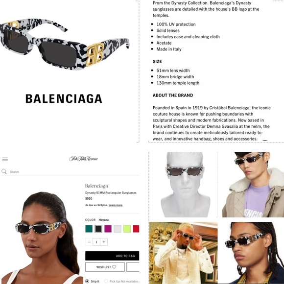BALENCIAGA SUNGLASSES FROM THE DYNASTY COLLECTION, WORN BY MANY INFLUENCERS - Picture 10 of 16